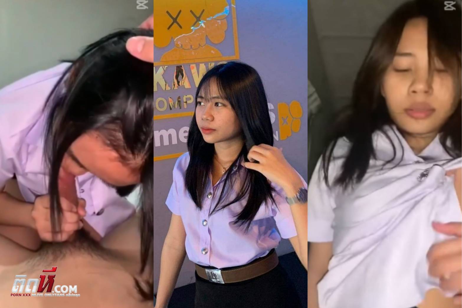 นักศึกษาปี1 เย็ดกับแฟนที่ห้องน้ำมหาลัย ก่อนจะพากันกลับห้องเย็ดกันต่อ ดูดหัวควยแล้วขึ้นขย่มให้เย็ดคาชุดนักศึกษาอย่างฟินได้อารมณ์จัด